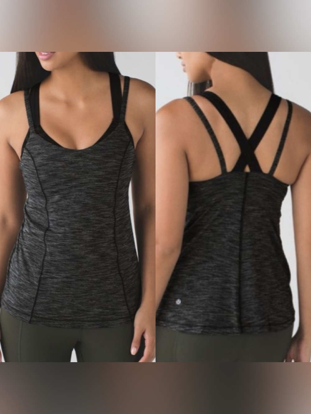 Lululemon Run for Gold Women's Black Heathered/Black Tank Top - Size 8